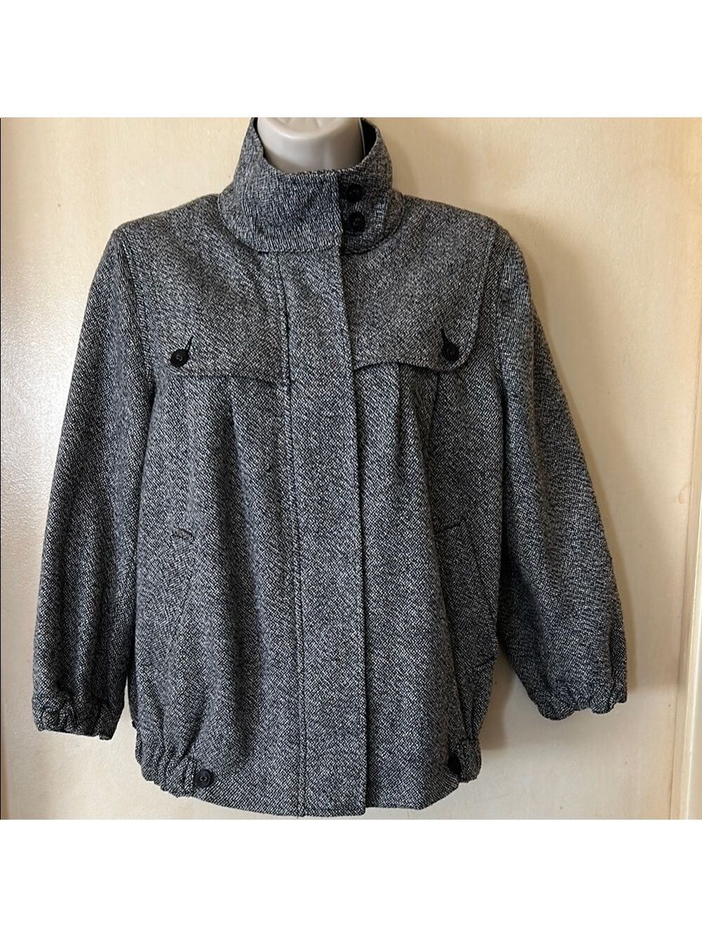 Quiksilver black and white wool tweed jacket size S
